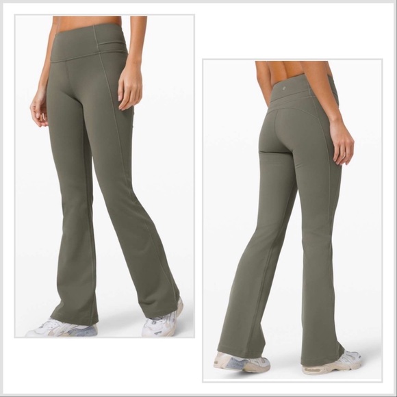 Lululemon Groove High Rise Split Hem Flare Green size 4 - Picture 2 of 13